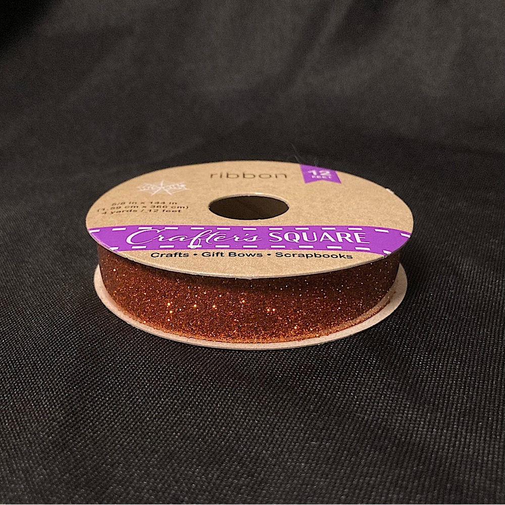 ⭐️ Crafter’s Square Metallic Glittery Orange Craft Ribbon 5/8” x 144”